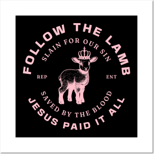 Follow the Lamb - Pink, Unisex Christian Cotton T-Shirt, Stylish Pink Imagery, Trendy Spiritual Shirt, Christian Apparel, Comy, Soft Posters and Art